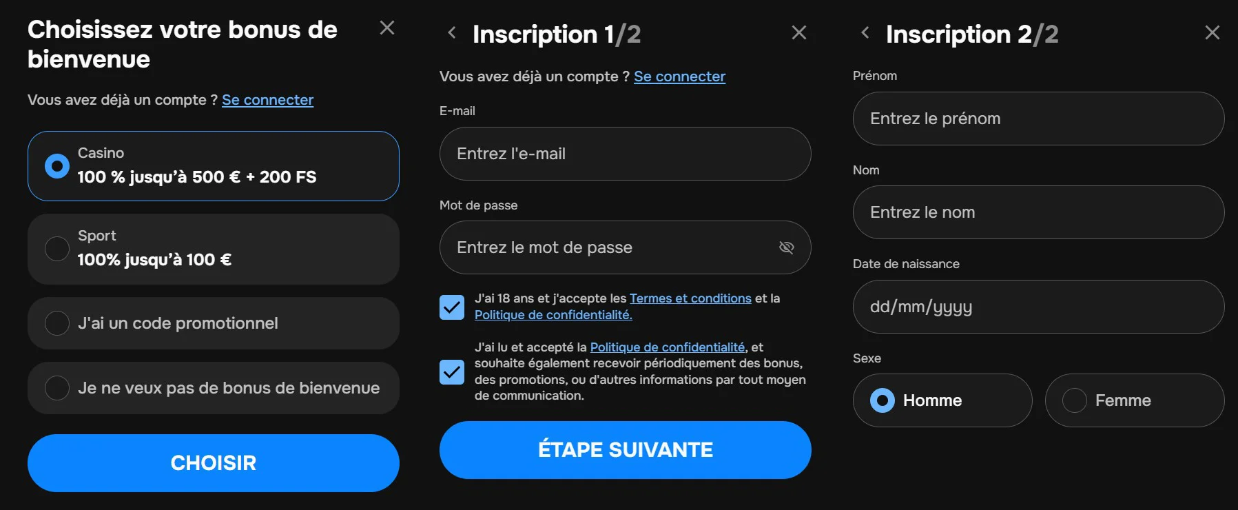 Inscription et KYC